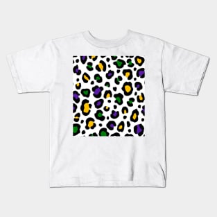 Mardi Gras Cheetah Print Kids T-Shirt
